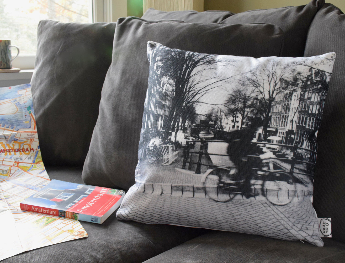 Amsterdam Pillow - Amsterdam Bicyclist Throw Pillow