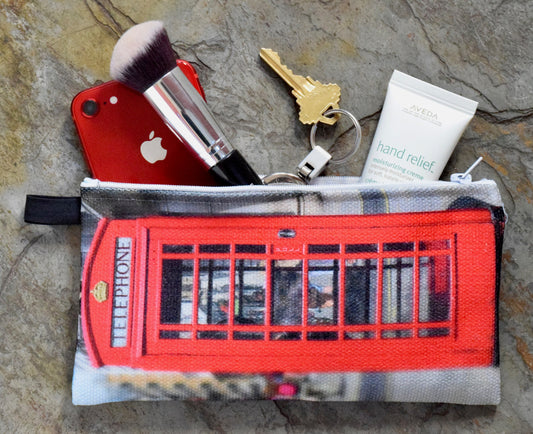 London Makeup Bag - Small Makeup Bag of a London Telephone Booth