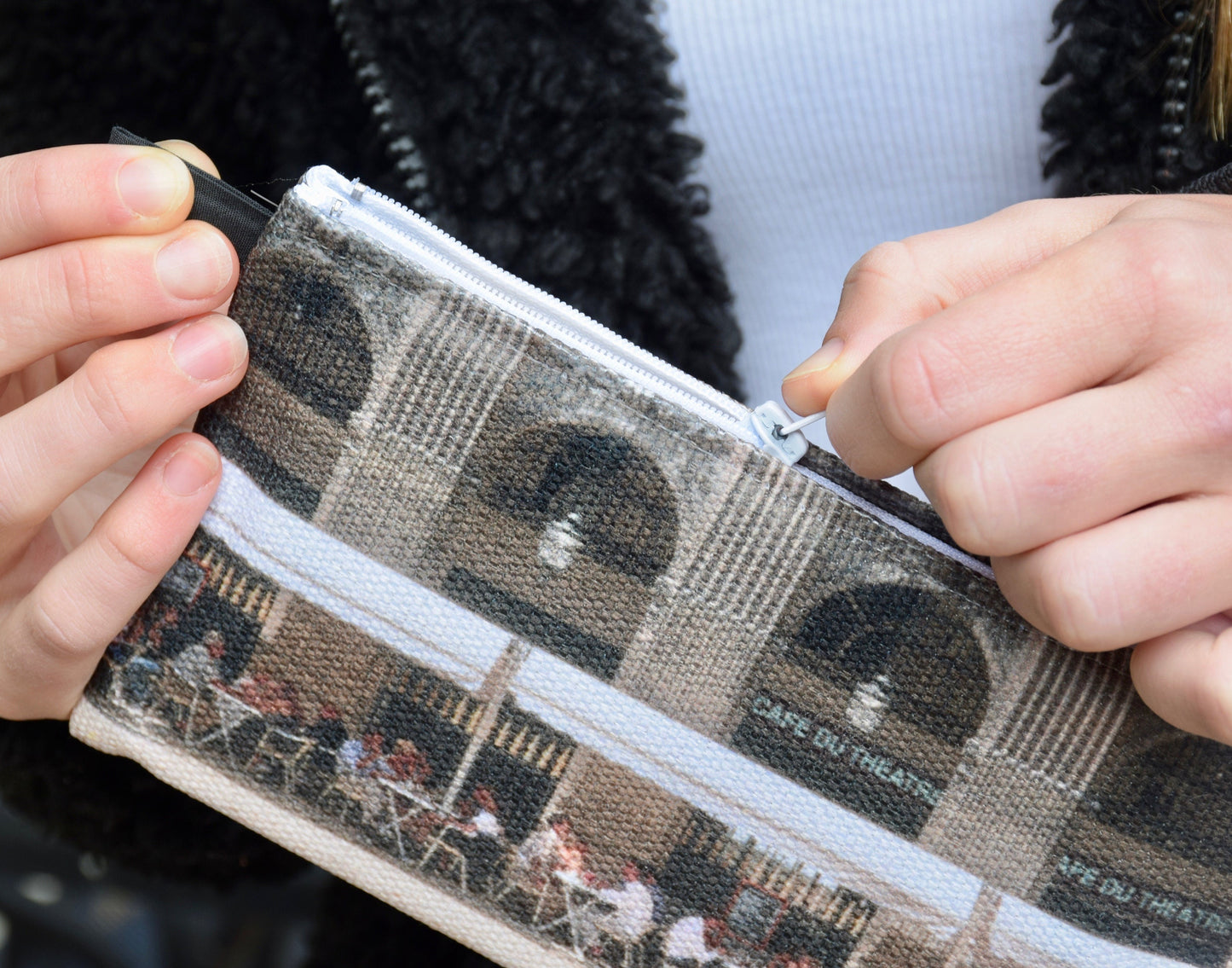 Paris Makeup Bag - Small Makeup Bag with Paris Cafe du Theatre