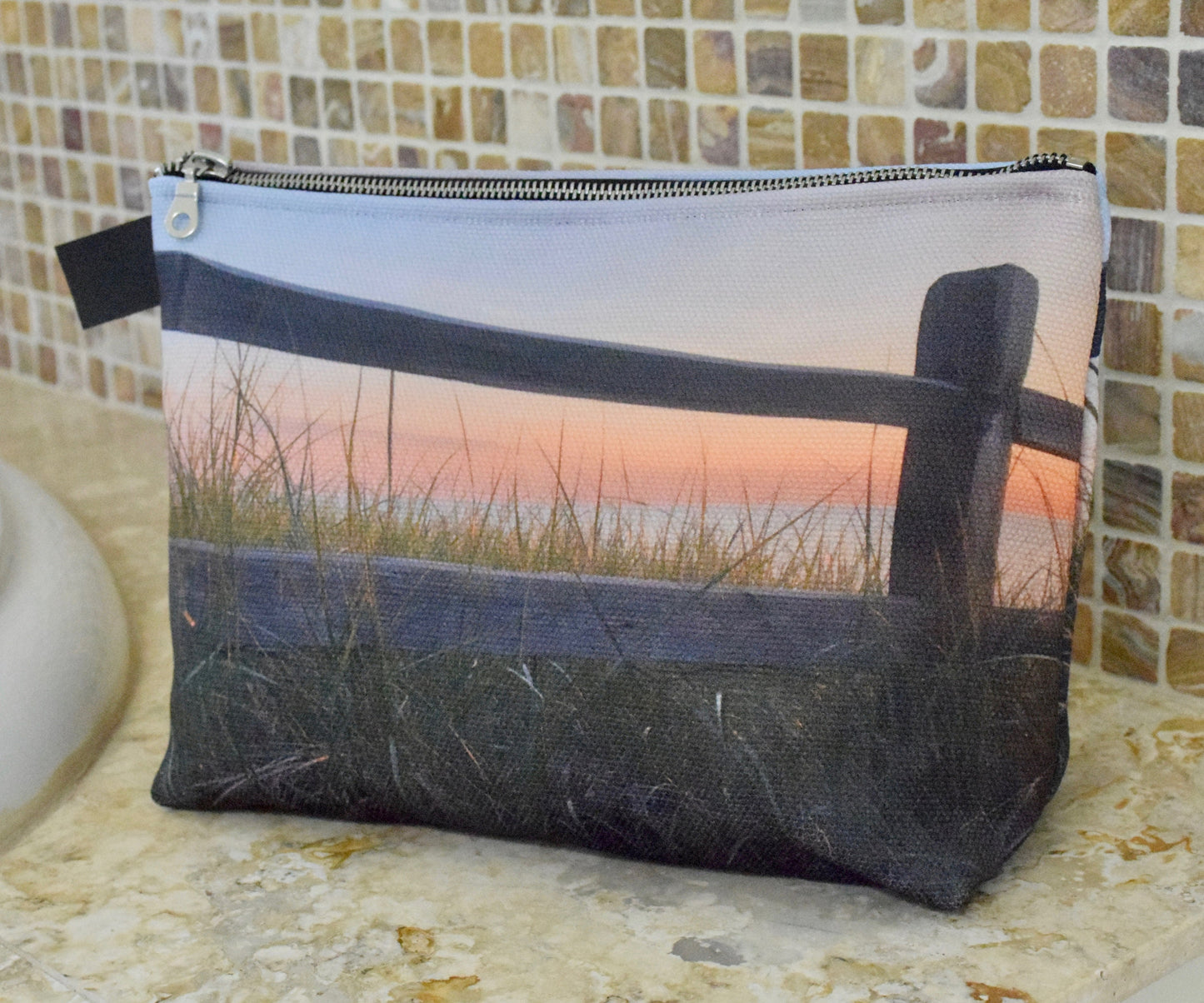 Sunset Beach Makeup Bag - Travel Makeup Bag of the Beach at Sunset