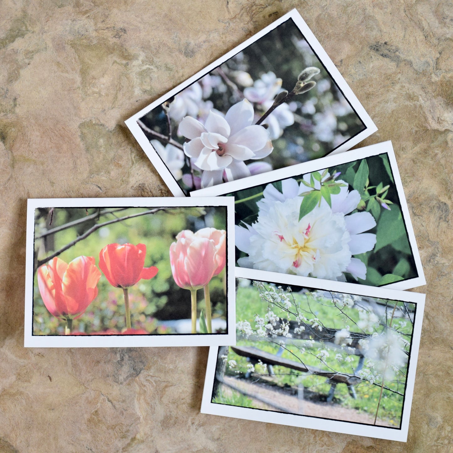 Spring Greeting Cards - Eco-Friendly, Handprinted Floral Spring Cards