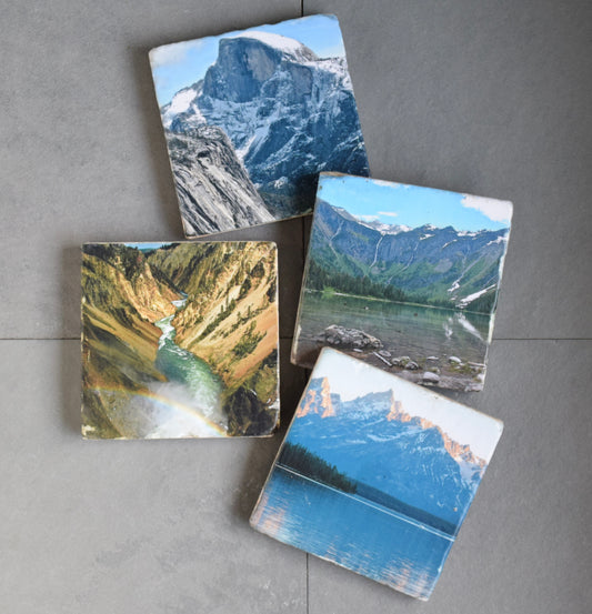National Parks Stone Coasters - Grand Teton, Yellowstone, Yosemite, Glacier