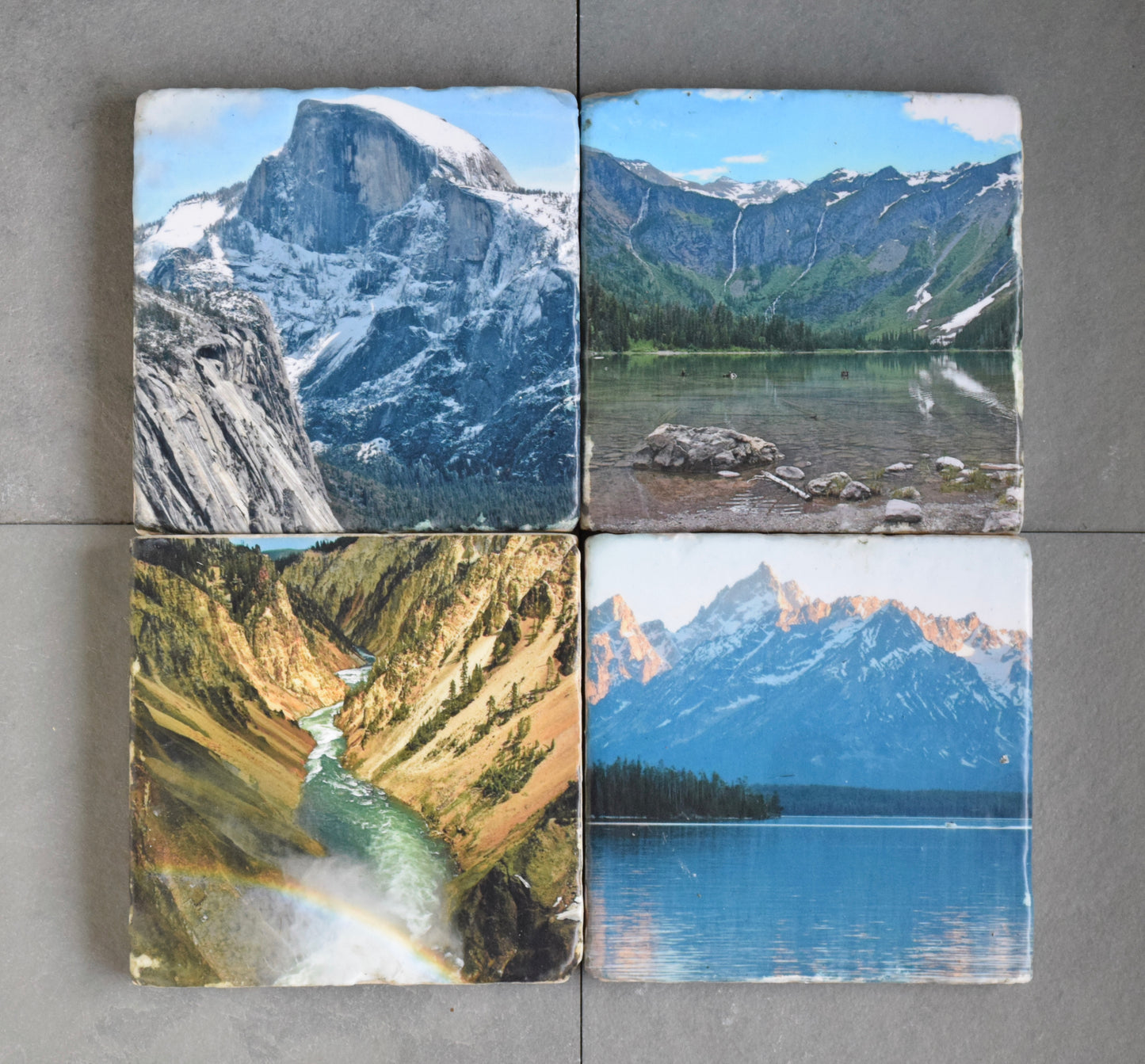 National Parks Stone Coasters - Grand Teton, Yellowstone, Yosemite, Glacier