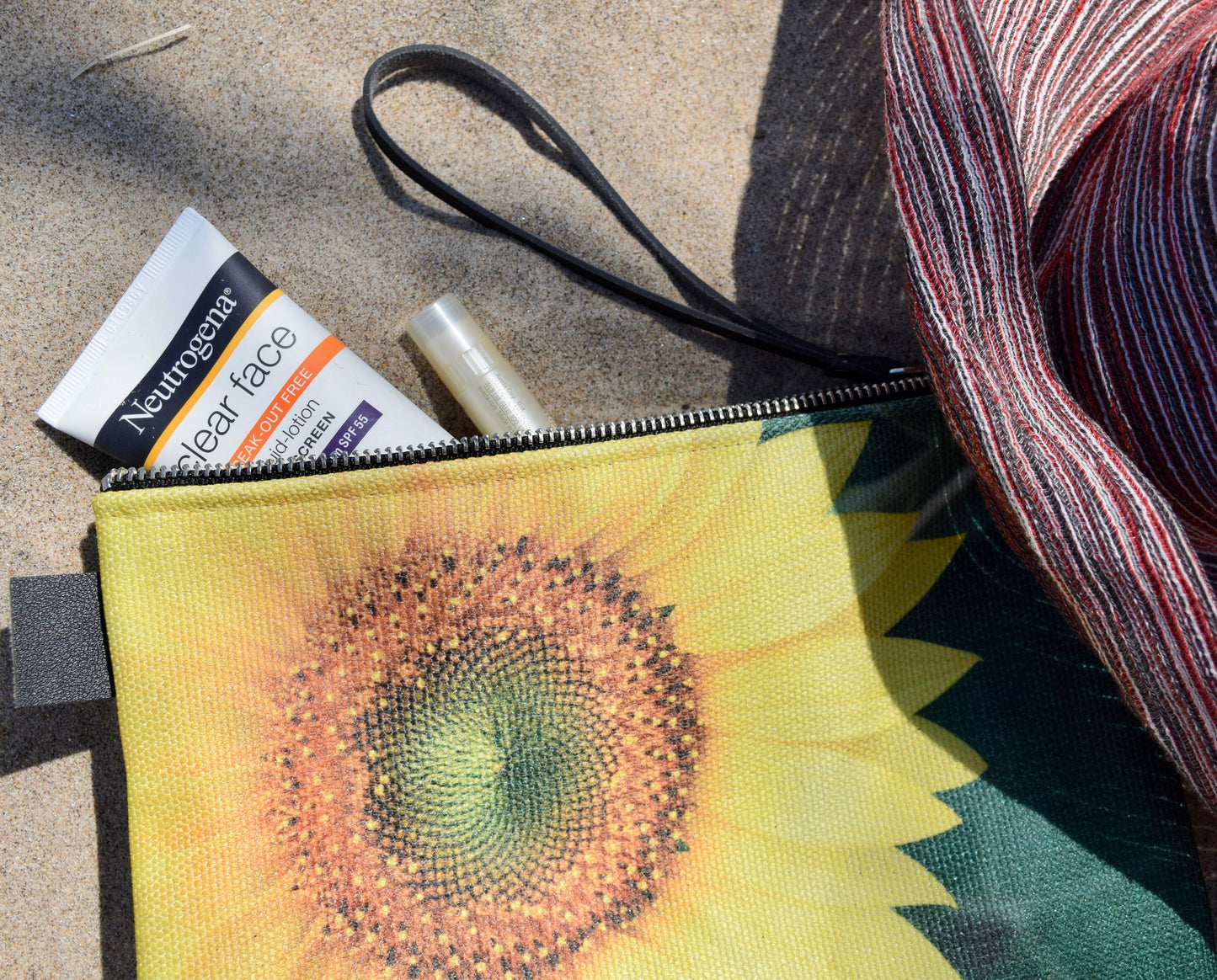 Sunflower Wristlet Bag - Canvas Sunflower Wristlet Handbag
