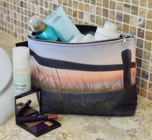 Sunset Beach Makeup Bag - Travel Makeup Bag of the Beach at Sunset
