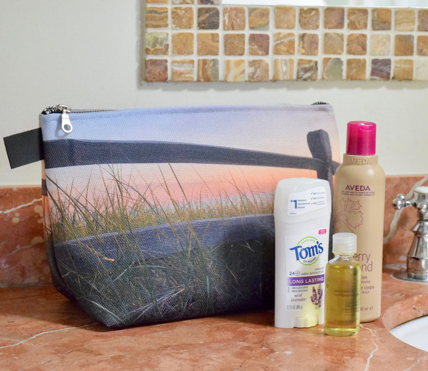 Sunset Beach Makeup Bag - Travel Makeup Bag of the Beach at Sunset