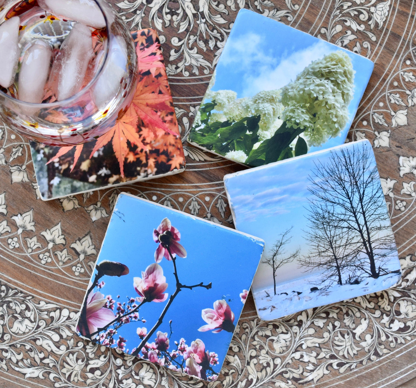 Seasonal Stone Coasters - Spring, Summer, Fall, Winter Coaster Set