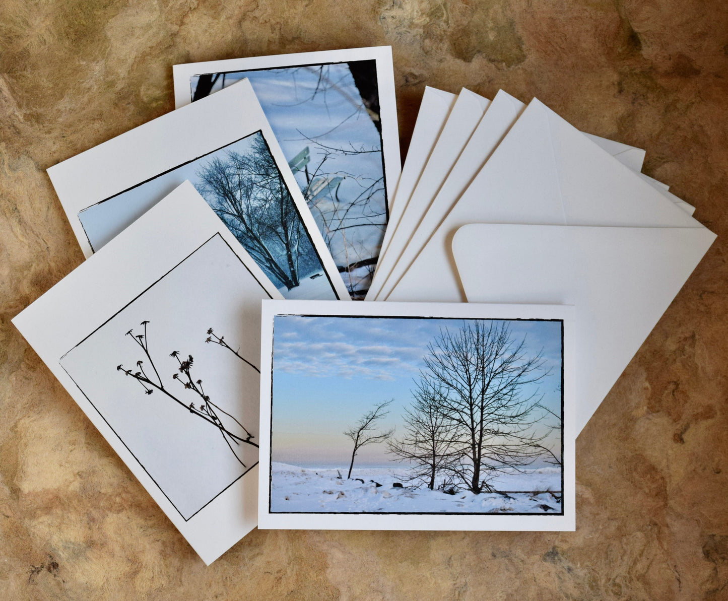 Winter Greeting Cards - Seasonal, Hand Printed Winter Card Scenes